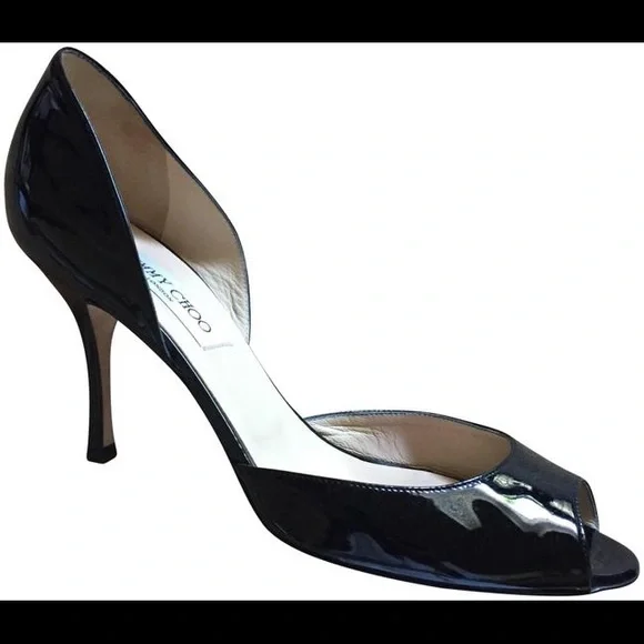 Jimmy Choo Black Patent Logan d’Orsay Pumps